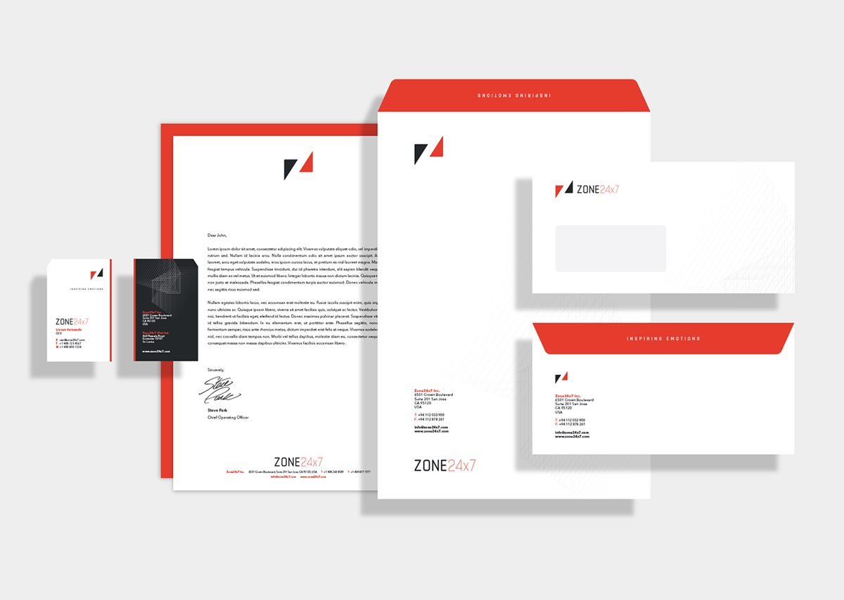Zone24x7 Inc科技品牌vi设计  信封设计