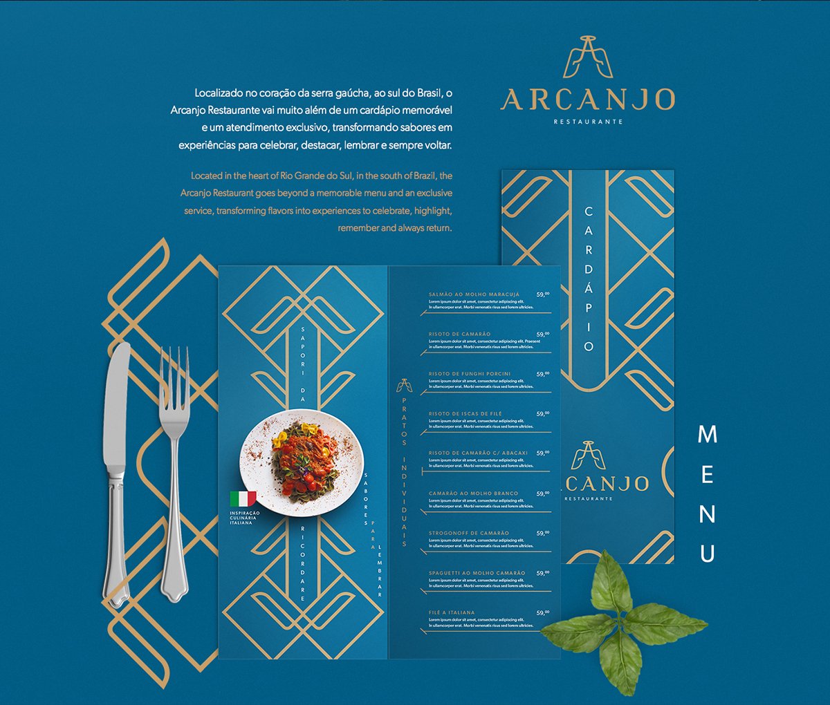 Arcanjo国外风味餐厅vi设计欣赏，餐饮vi设计，餐饮品牌视觉形象识别设计，深圳vi设计，深圳品牌视觉形象识别设计，深圳餐饮空间设计，左右格局