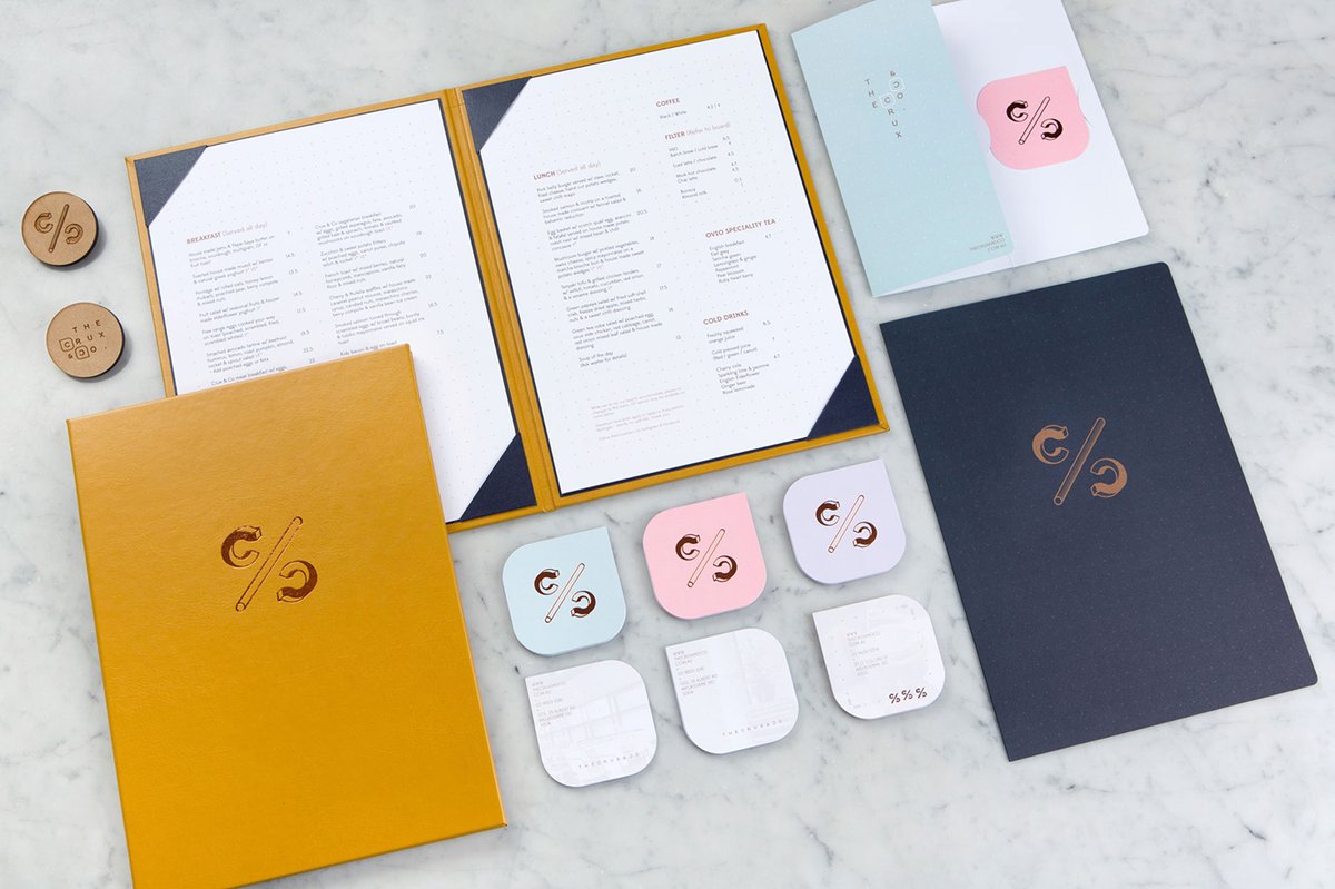 Crux & Co餐饮店品牌vi设计和logo设计——字母组合的标志设计，vi设计，餐饮vi设计，餐饮品牌vi设计，logo设计，品牌标识vi设计，品牌vi设计，品牌策划，深圳vi设计，左右格局