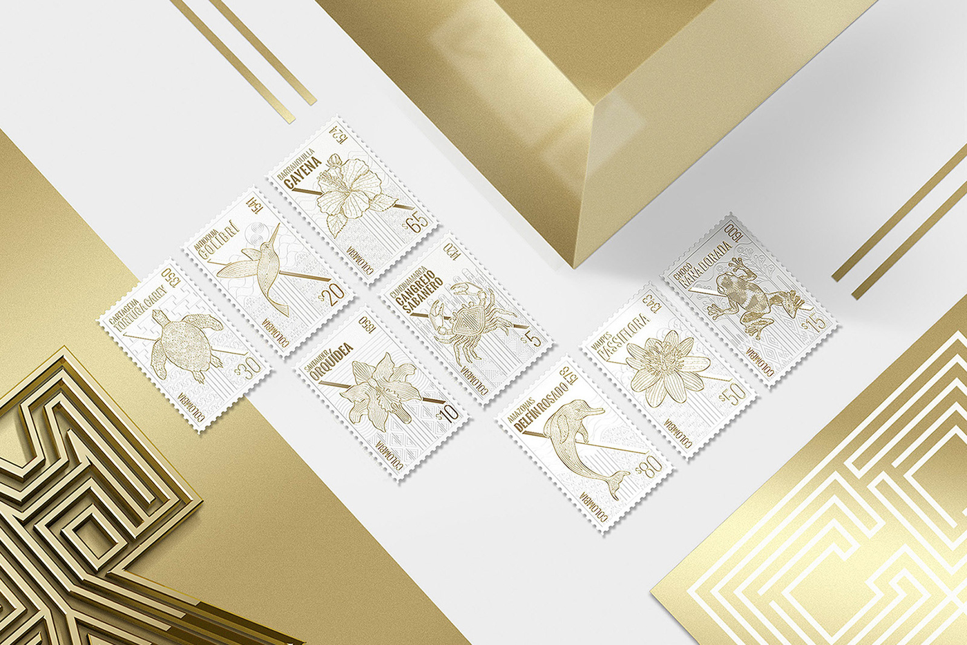 国外城市插画邮票品牌vi设计案例，城市品牌vi设计，vi形象设计，深圳vi设计，左右格局