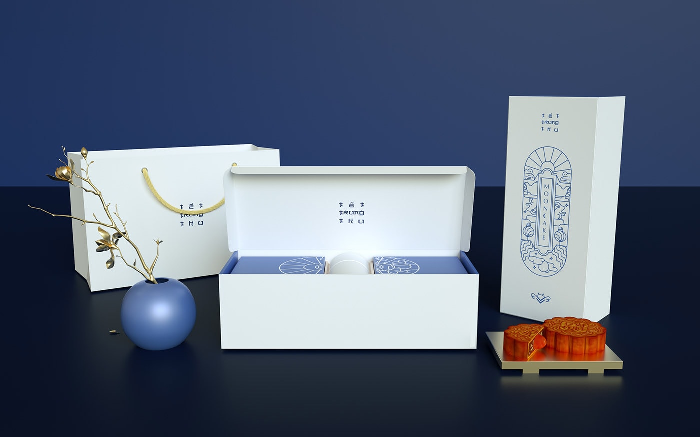 精品越南传统月饼品牌VI设计——创意插画包装设计，食品VI设计，食品包装设计，深圳VI设计，左右格局