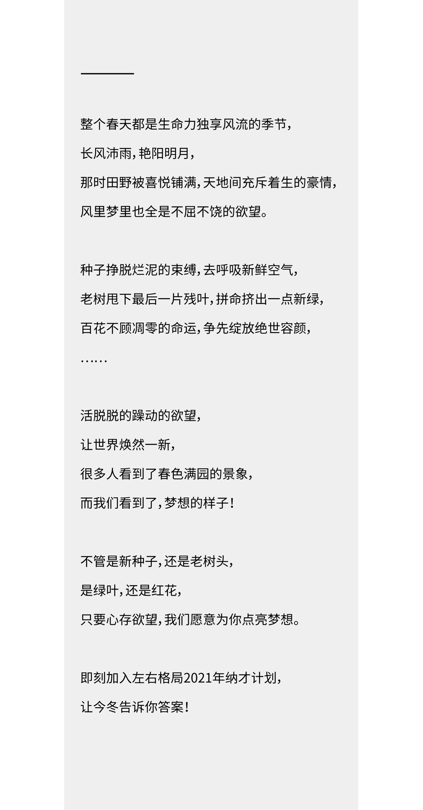 左右格局2021年度纳才计划
